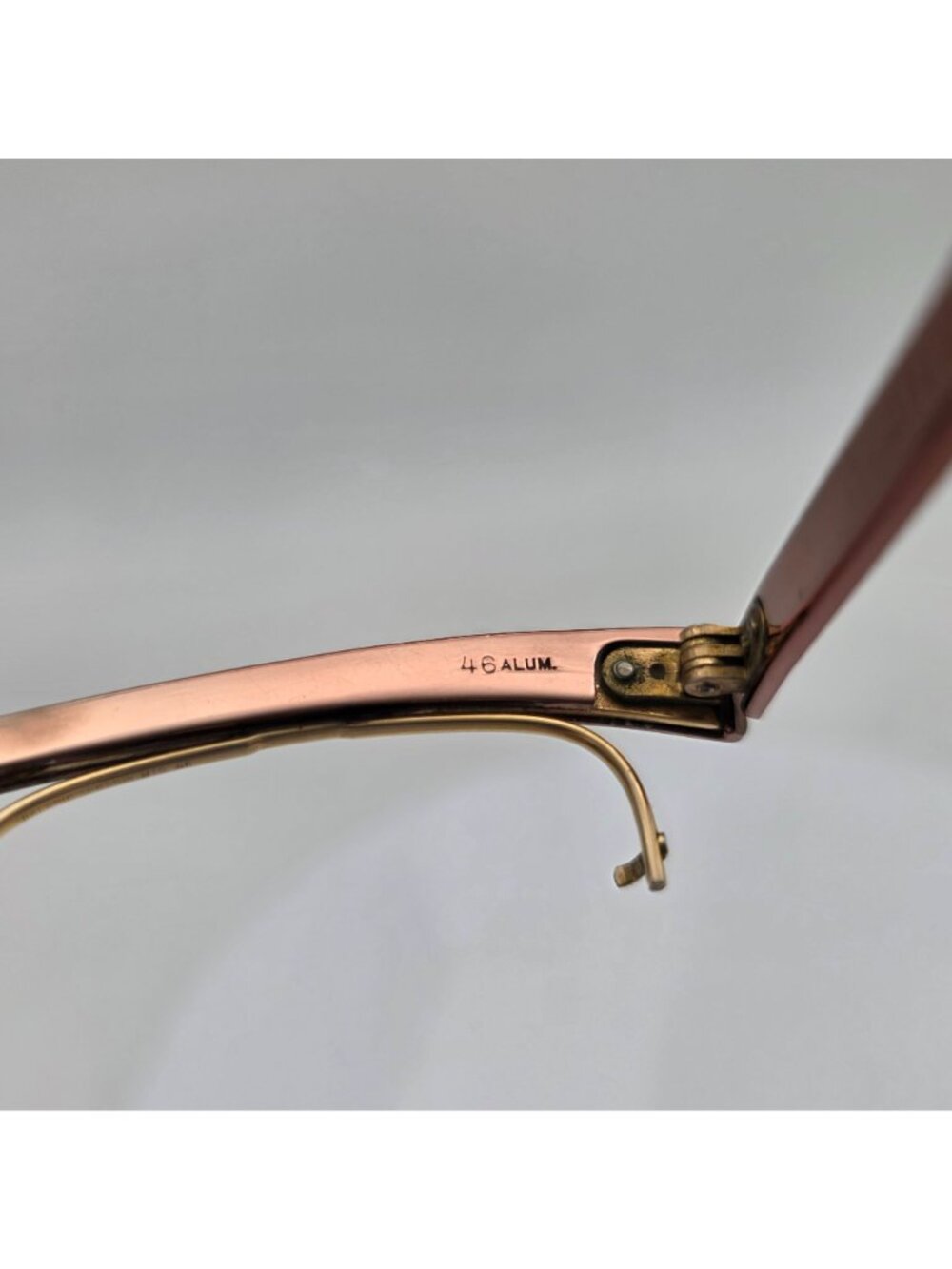 Bausch & Lomb Vintage Rimless Eyeglass Frames Rose Gold Brown Metal 5" Wide - Picture 10 of 12